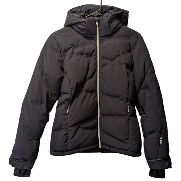 Spyder 10K Ladies Sz 6 Black Goose Down Quilted Puffer Ski & Snow Jacket Zip Up - Picture 1 of 12
